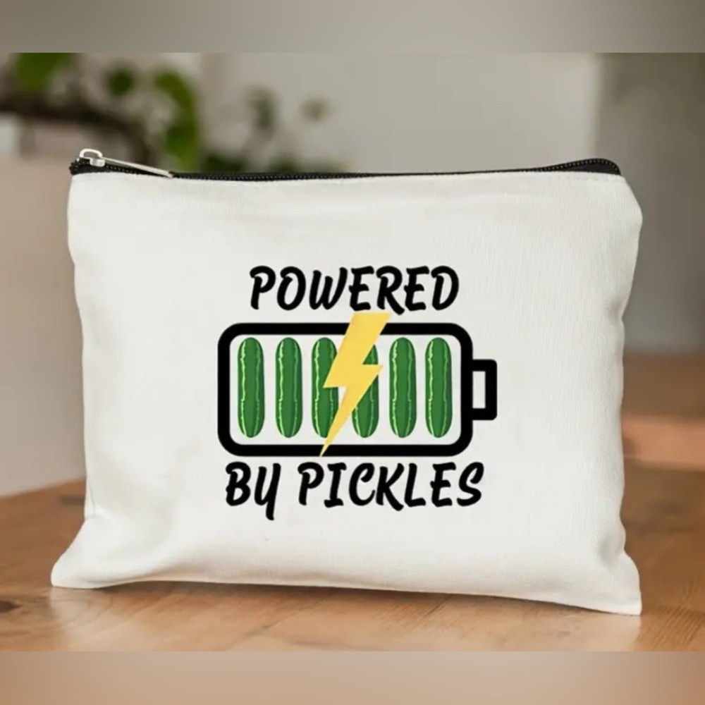 🥒NWT COSMETIC BAG! POWERED BY PICKLES🔋